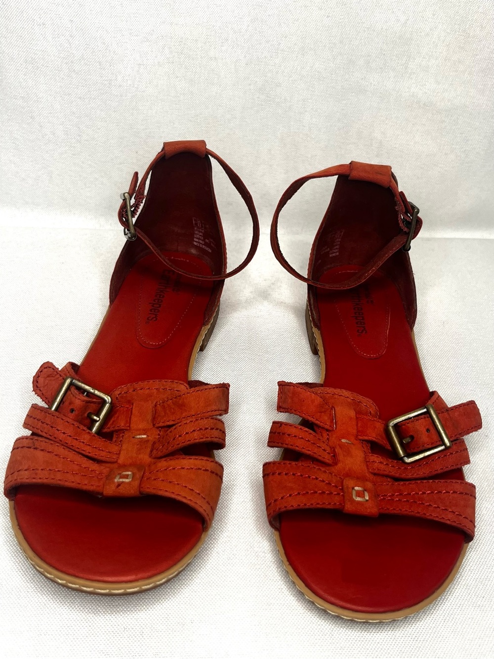 ❤️NWOT Timberland Earthkeepers Burnside Leather Ankle Strap Sandals Orange US 5